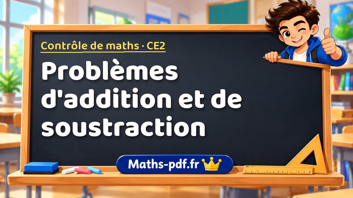 Problèmes d'addition et de soustraction – Contrôle de maths niveau CE2 sur Maths-pdf.fr
