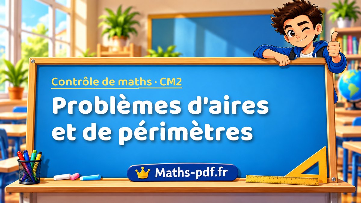 Problèmes d'aires et de périmètres – Contrôle de maths niveau CM2 sur Maths-pdf.fr