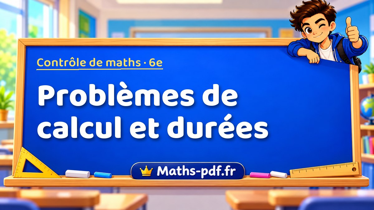 Problèmes de calcul et durées – Contrôle de maths niveau 6e sur Maths-pdf.fr