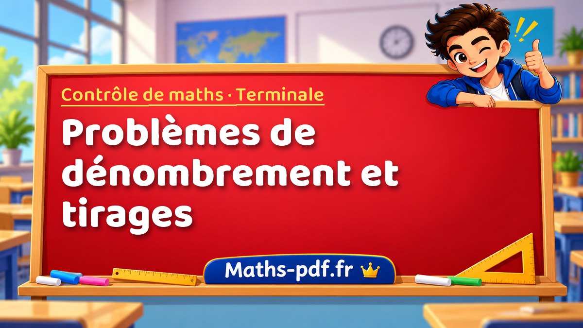Problèmes de dénombrement et tirages – Contrôle de maths niveau Terminale sur Maths-pdf.fr