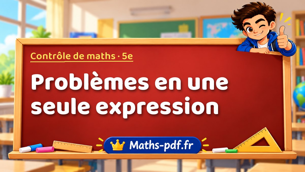 Problèmes en une seule expression – Contrôle de maths niveau 5e sur Maths-pdf.fr