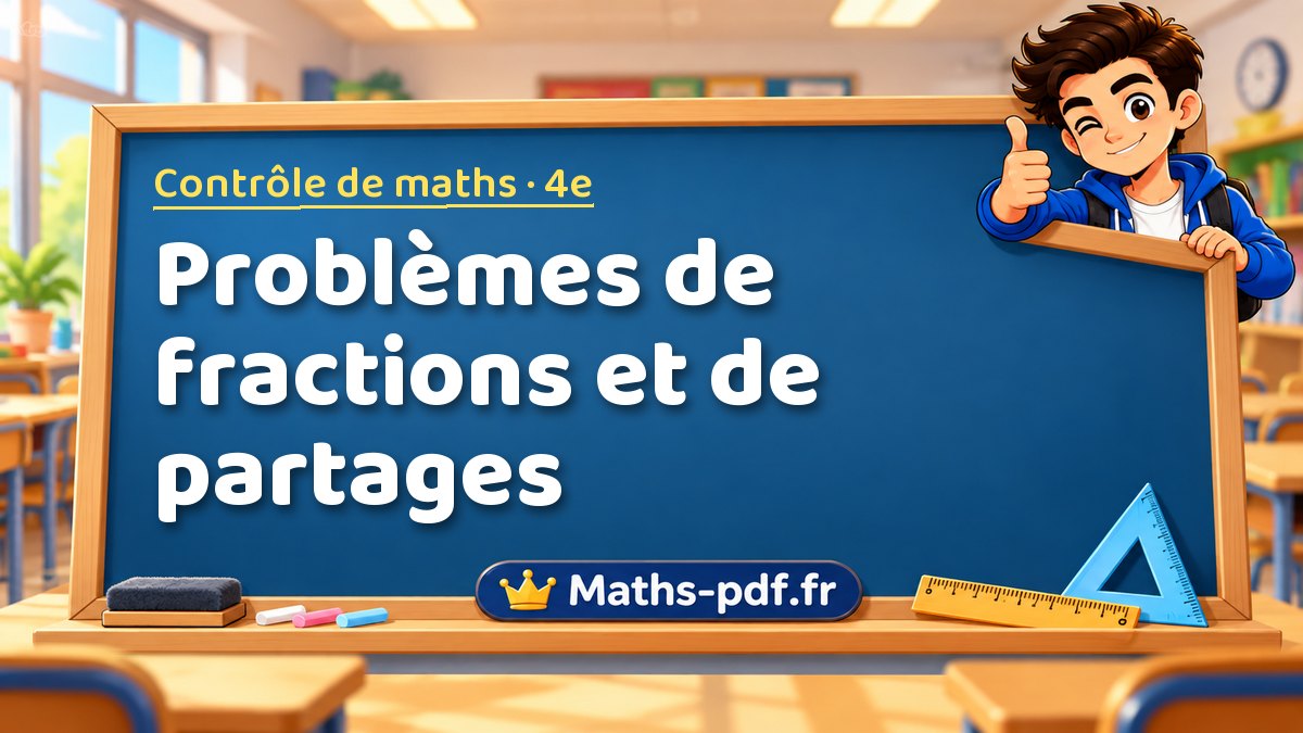 Problèmes de fractions et de partages – Contrôle de maths niveau 4e sur Maths-pdf.fr
