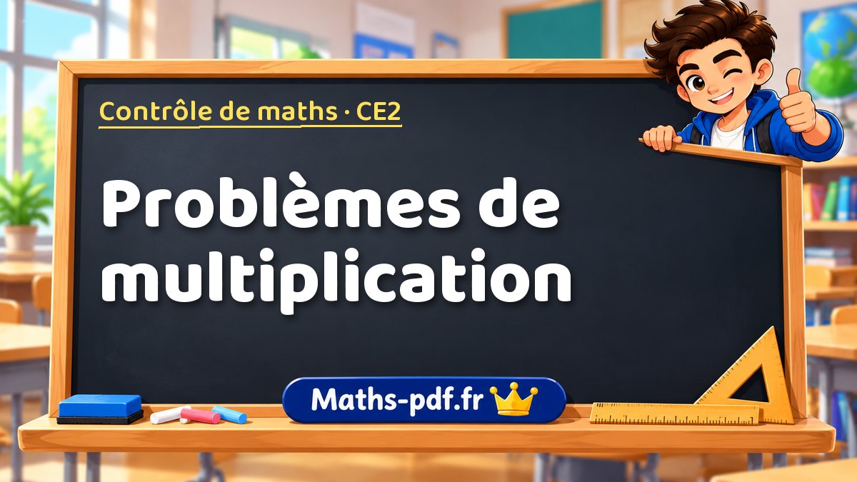 Problèmes de multiplication – Contrôle de maths niveau CE2 sur Maths-pdf.fr