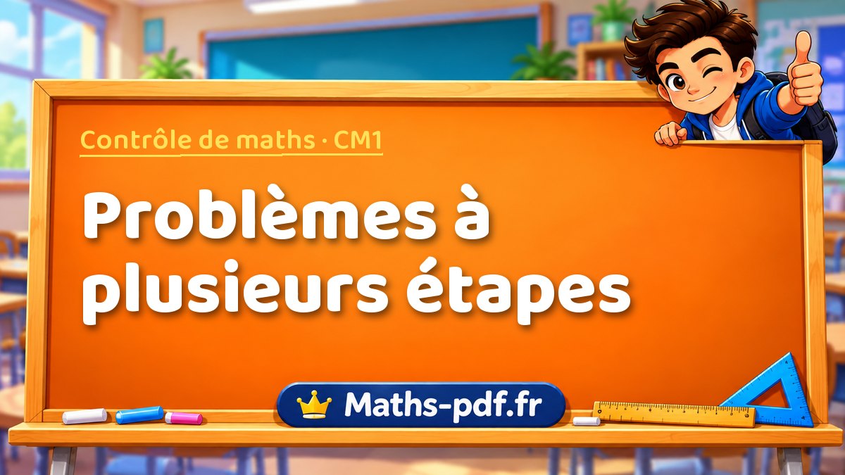 Problèmes à plusieurs étapes – Contrôle de maths niveau CM1 sur Maths-pdf.fr
