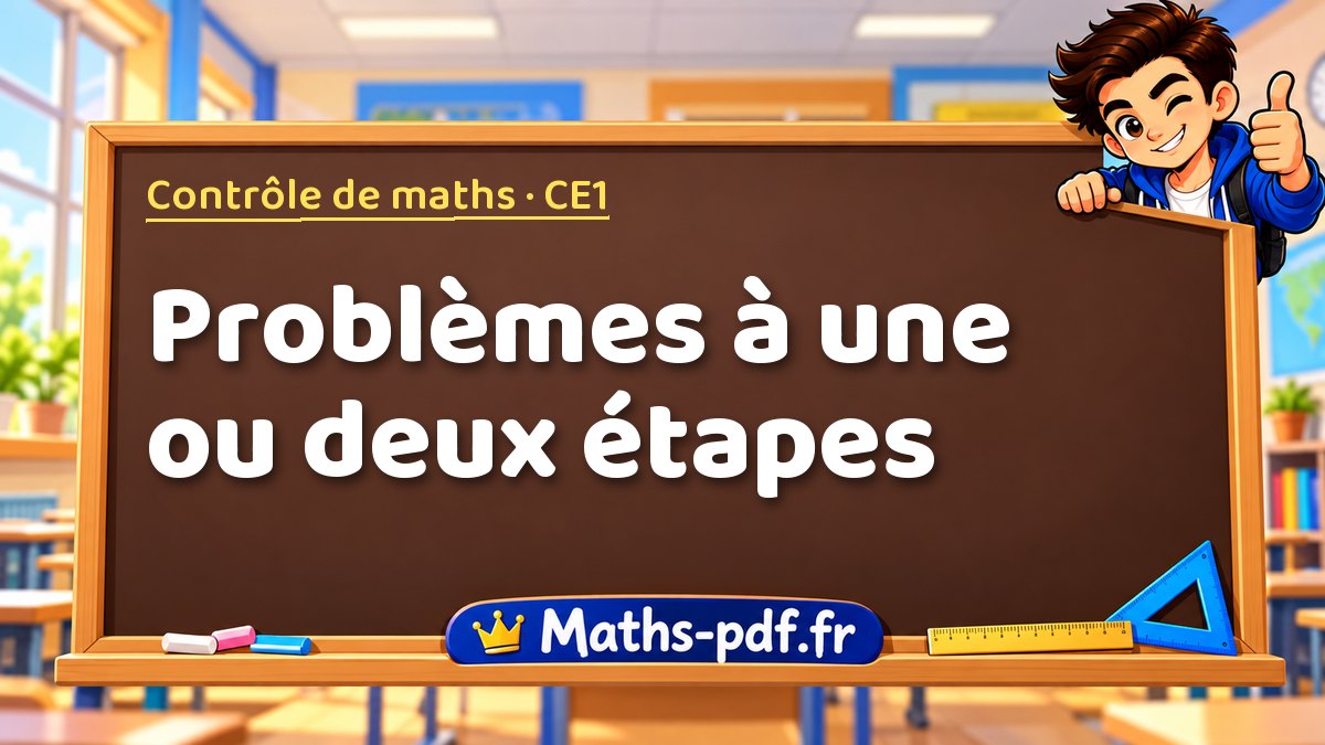 Problèmes à une ou deux étapes – Contrôle de maths niveau CE1 sur Maths-pdf.fr