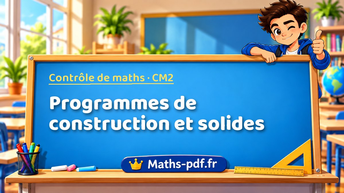 Programmes de construction et solides – Contrôle de maths niveau CM2 sur Maths-pdf.fr