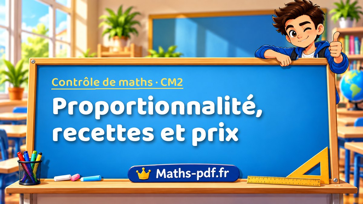 Proportionnalité, recettes et prix – Contrôle de maths niveau CM2 sur Maths-pdf.fr