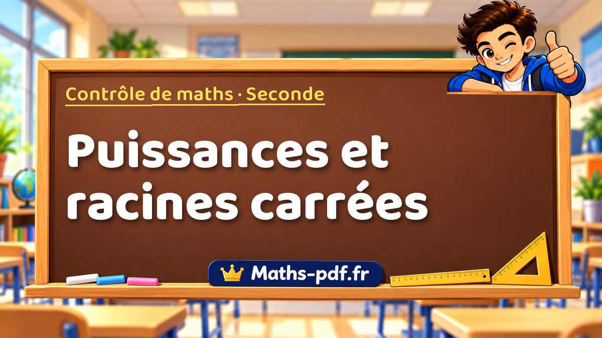 Puissances et racines carrées – Contrôle de maths niveau Seconde sur Maths-pdf.fr