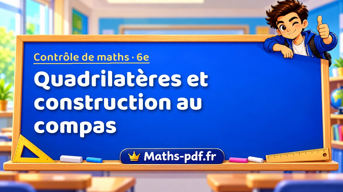 Quadrilatères et construction au compas – Contrôle de maths niveau 6e sur Maths-pdf.fr