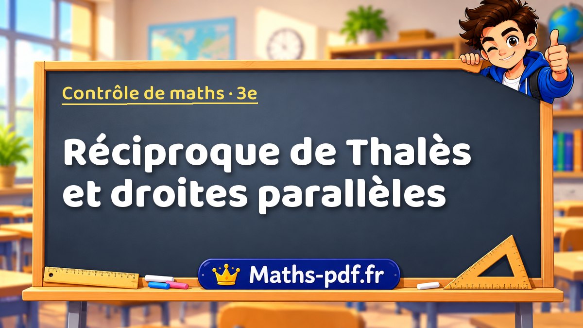 Réciproque de Thalès et droites parallèles – Contrôle de maths niveau 3e sur Maths-pdf.fr