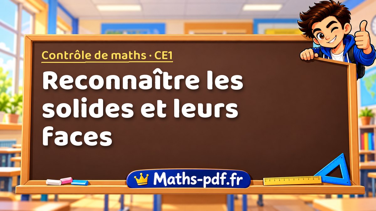 Reconnaître les solides et leurs faces – Contrôle de maths niveau CE1 sur Maths-pdf.fr