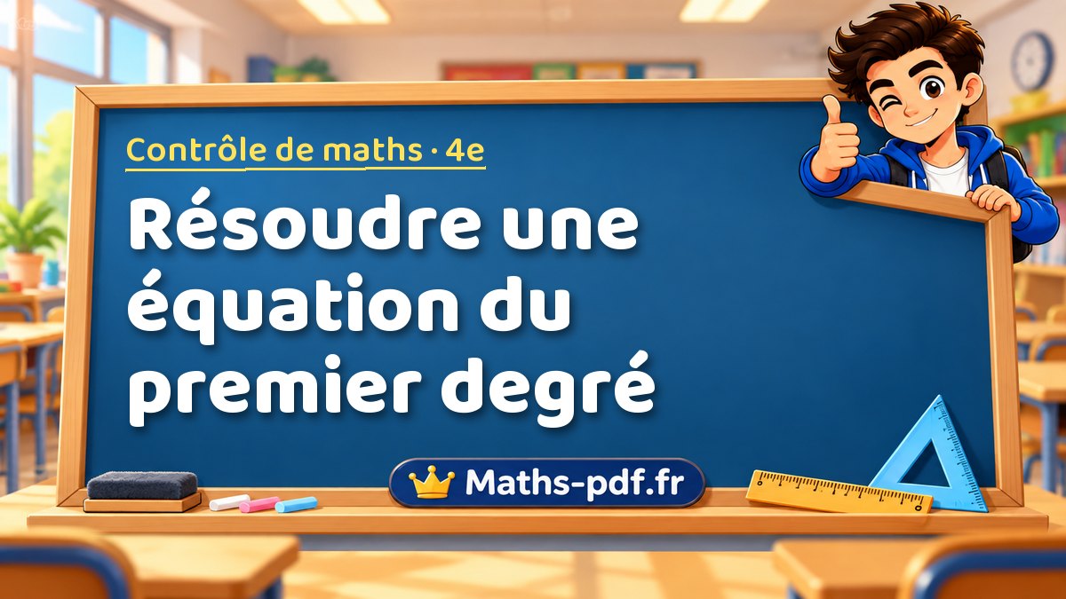 Résoudre une équation du premier degré – Contrôle de maths niveau 4e sur Maths-pdf.fr