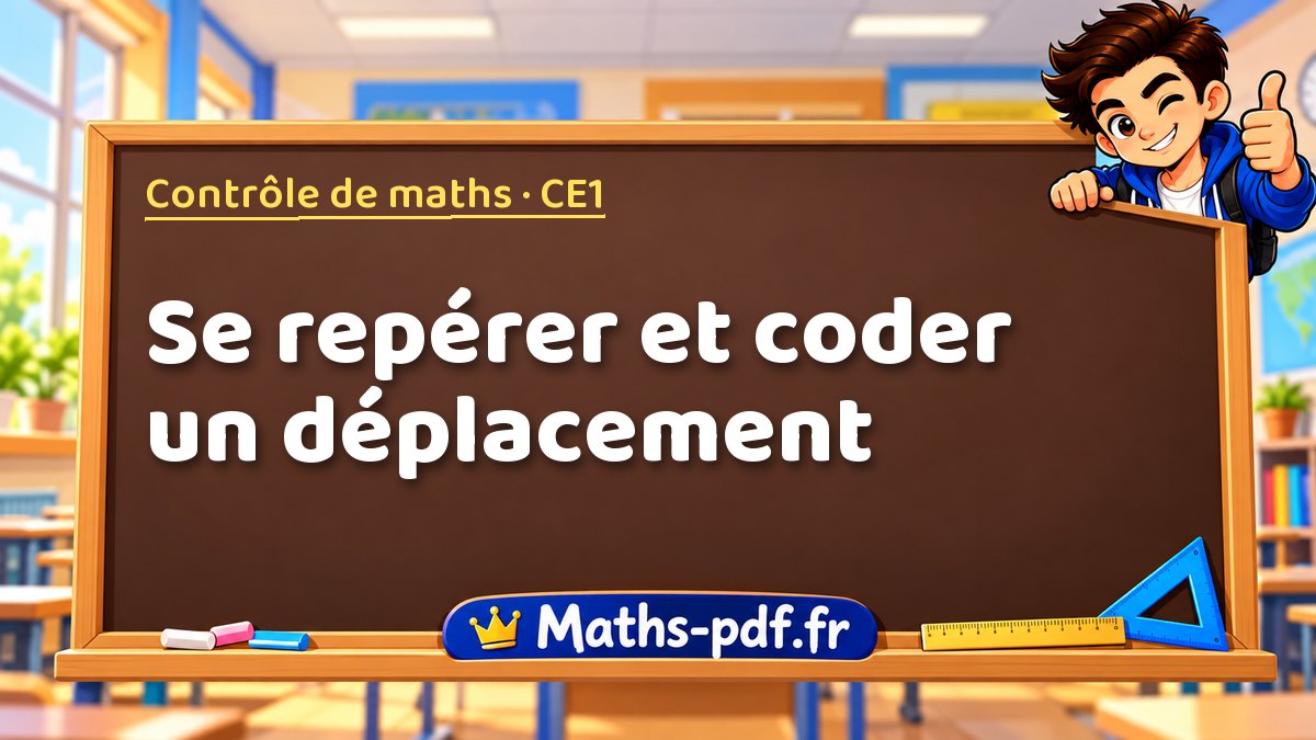 Se repérer et coder un déplacement – Contrôle de maths niveau CE1 sur Maths-pdf.fr