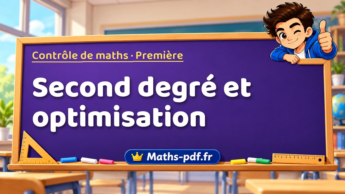 Second degré et optimisation – Contrôle de maths niveau Première sur Maths-pdf.fr