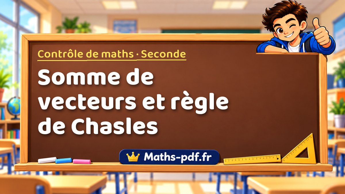 Somme de vecteurs et règle de Chasles – Contrôle de maths niveau Seconde sur Maths-pdf.fr