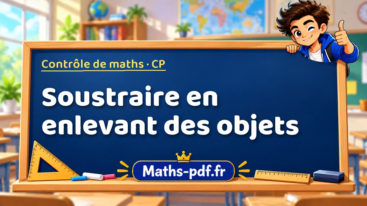 Soustraire en enlevant des objets – Contrôle de maths niveau CP sur Maths-pdf.fr
