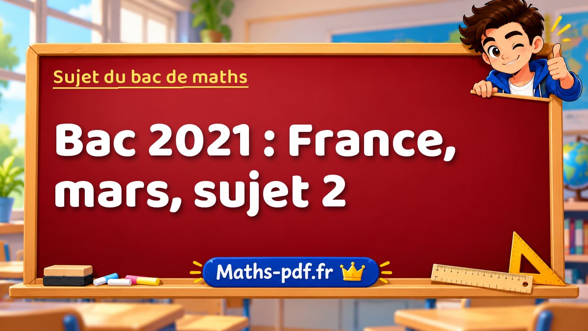 Sujet de maths – Bac 2021 : France, mars, sujet 2 – Maths-pdf.fr