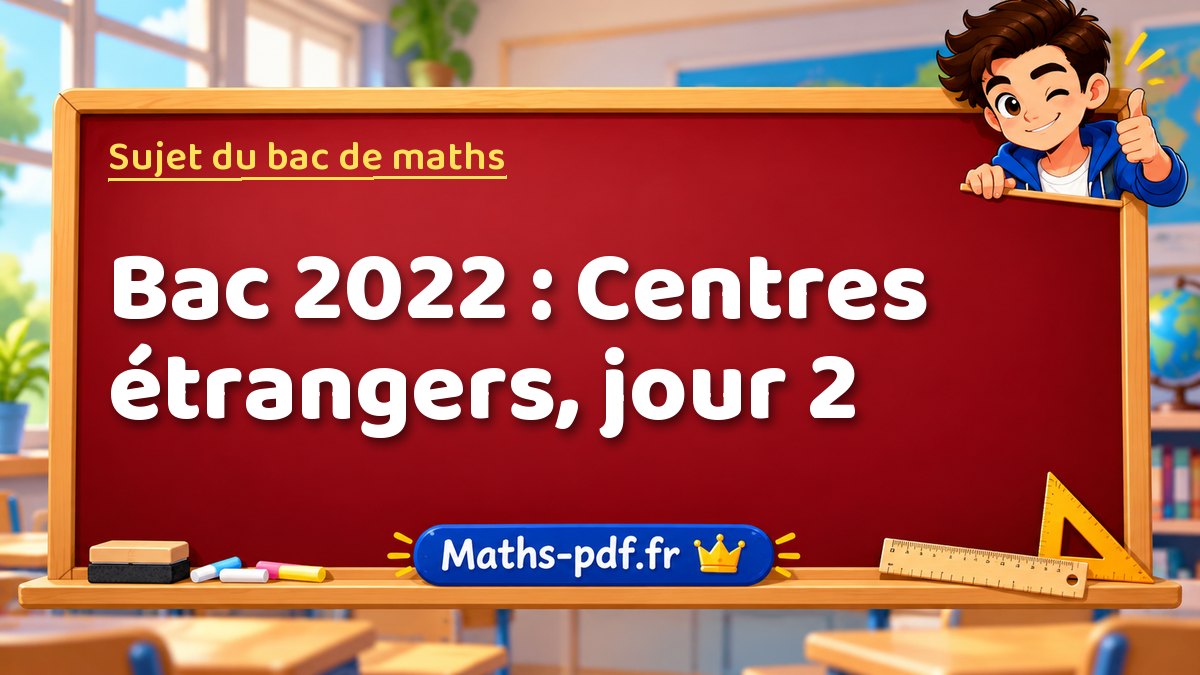 Sujet de maths – Bac 2022 : Centres étrangers, jour 2 – Maths-pdf.fr