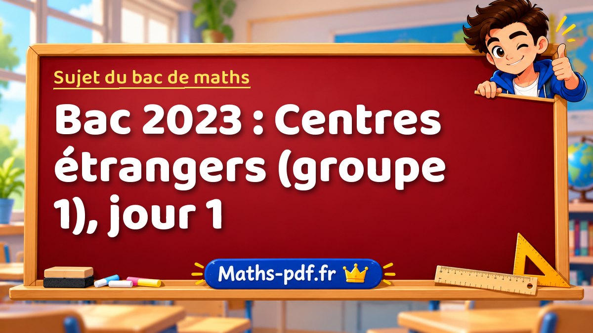 Sujet de maths – Bac 2023 : Centres étrangers (groupe 1), jour 1 – Maths-pdf.fr