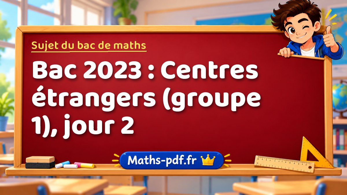 Sujet de maths – Bac 2023 : Centres étrangers (groupe 1), jour 2 – Maths-pdf.fr