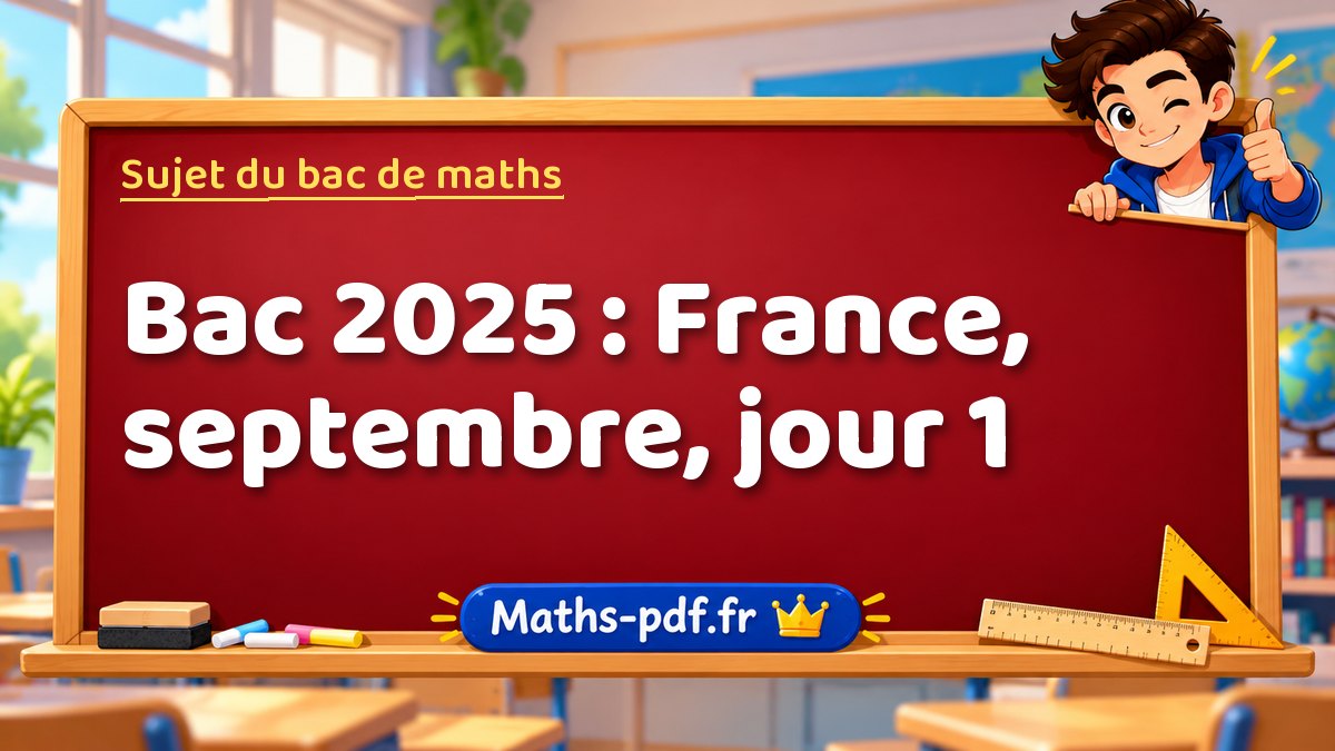 Sujet de maths – Bac 2025 : France, septembre, jour 1 – Maths-pdf.fr