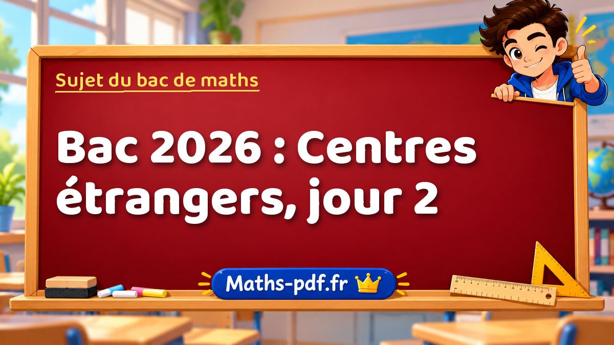 Sujet de maths – Bac 2026 : Centres étrangers, jour 2 – Maths-pdf.fr