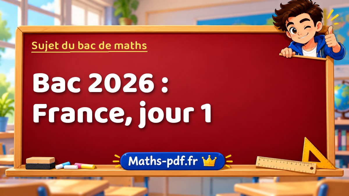 Sujet de maths – Bac 2026 : France, jour 1 – Maths-pdf.fr
