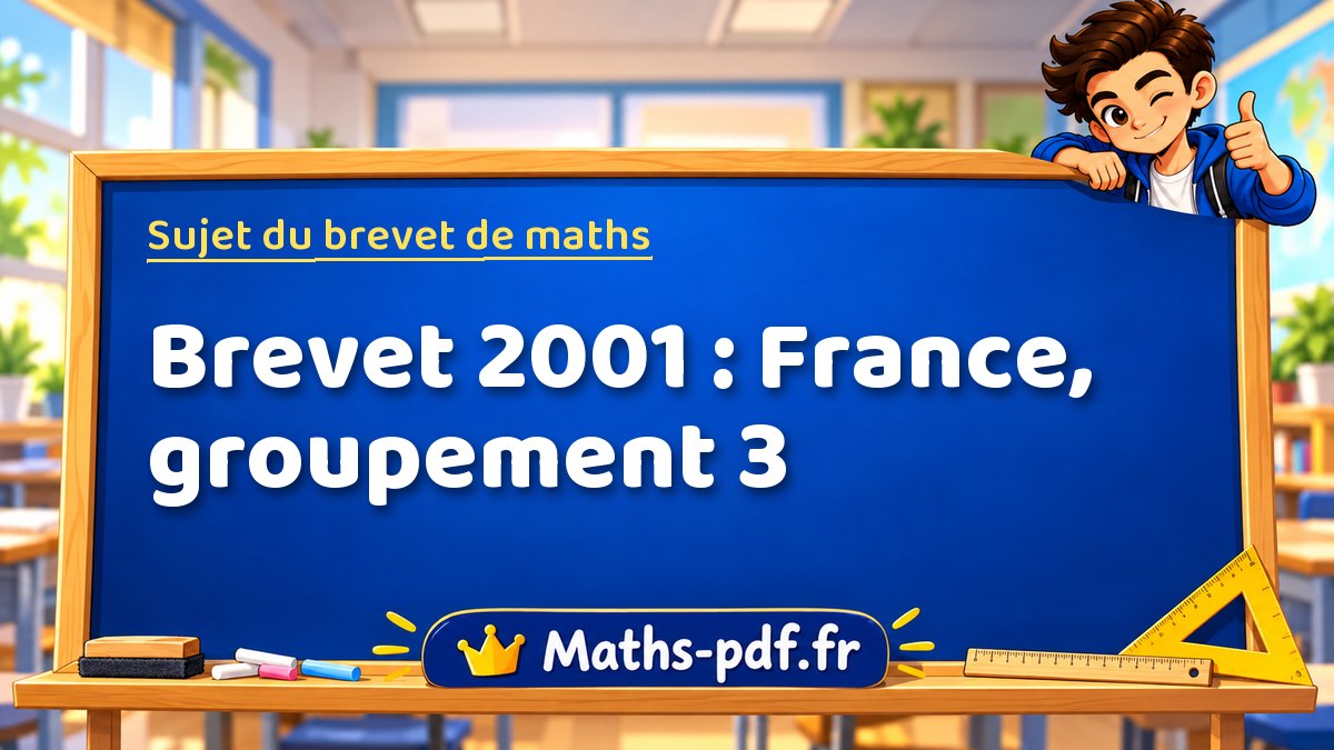 Sujet de maths – Brevet 2001 : France, groupement 3 – Maths-pdf.fr