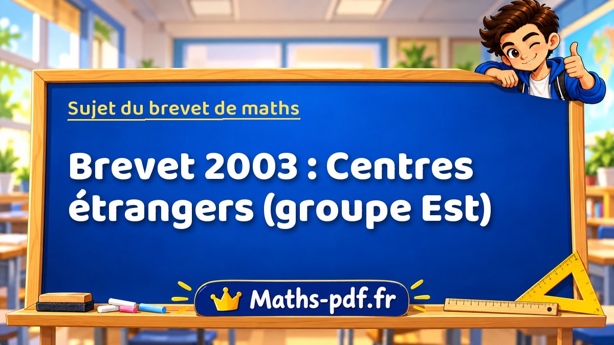 Sujet de maths – Brevet 2003 : Centres étrangers (groupe Est) – Maths-pdf.fr