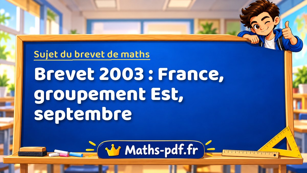 Sujet de maths – Brevet 2003 : France, groupement Est, septembre – Maths-pdf.fr