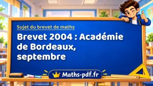 Sujet du brevet de maths 2004 : Académie de Bordeaux, septembre