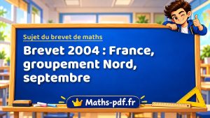 Sujet du brevet de maths 2004 : France, groupement Nord, septembre