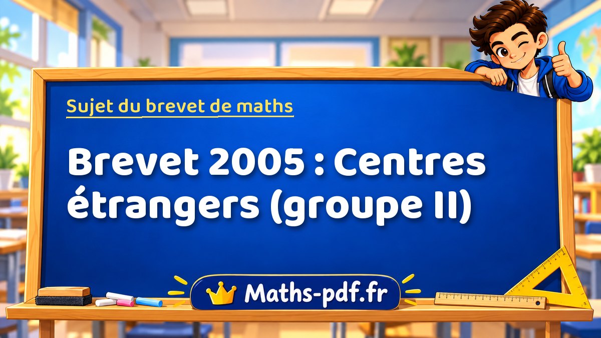 Sujet de maths – Brevet 2005 : Centres étrangers (groupe II) – Maths-pdf.fr