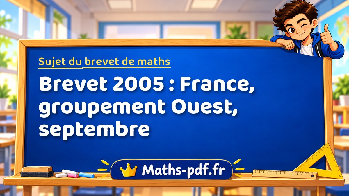 Sujet de maths – Brevet 2005 : France, groupement Ouest, septembre – Maths-pdf.fr