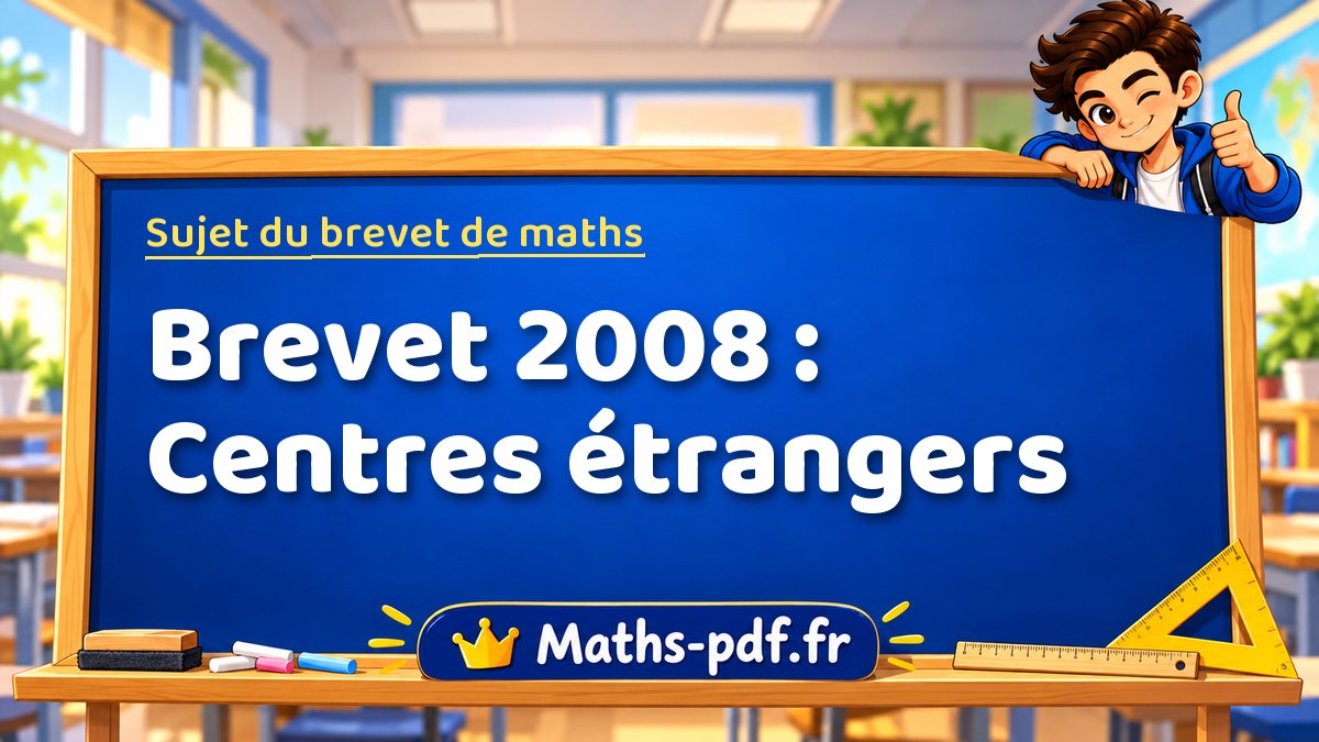 Sujet de maths – Brevet 2008 : Centres étrangers – Maths-pdf.fr