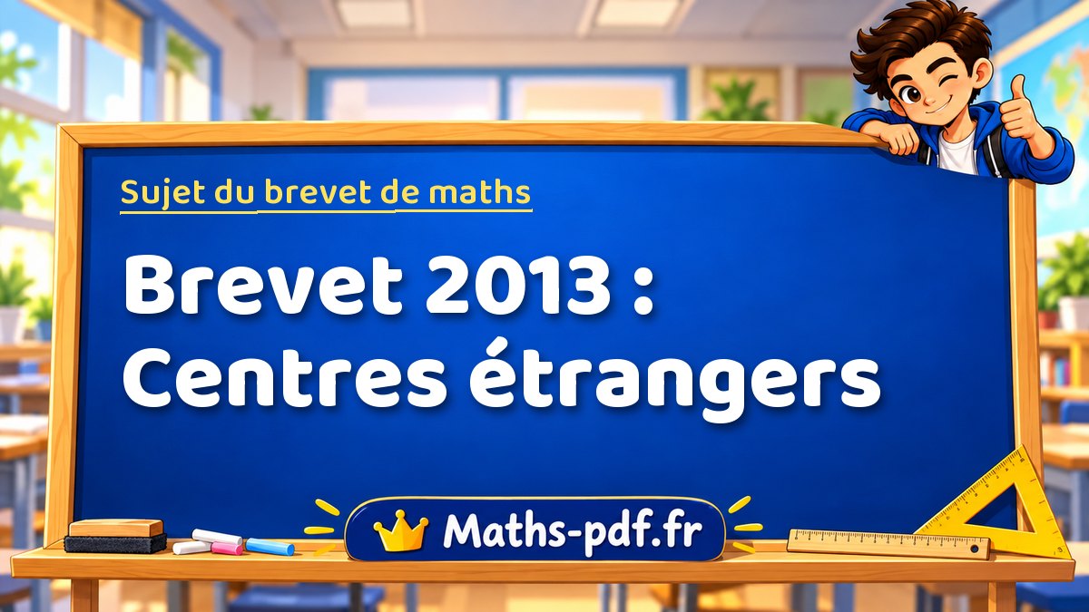Sujet de maths – Brevet 2013 : Centres étrangers – Maths-pdf.fr