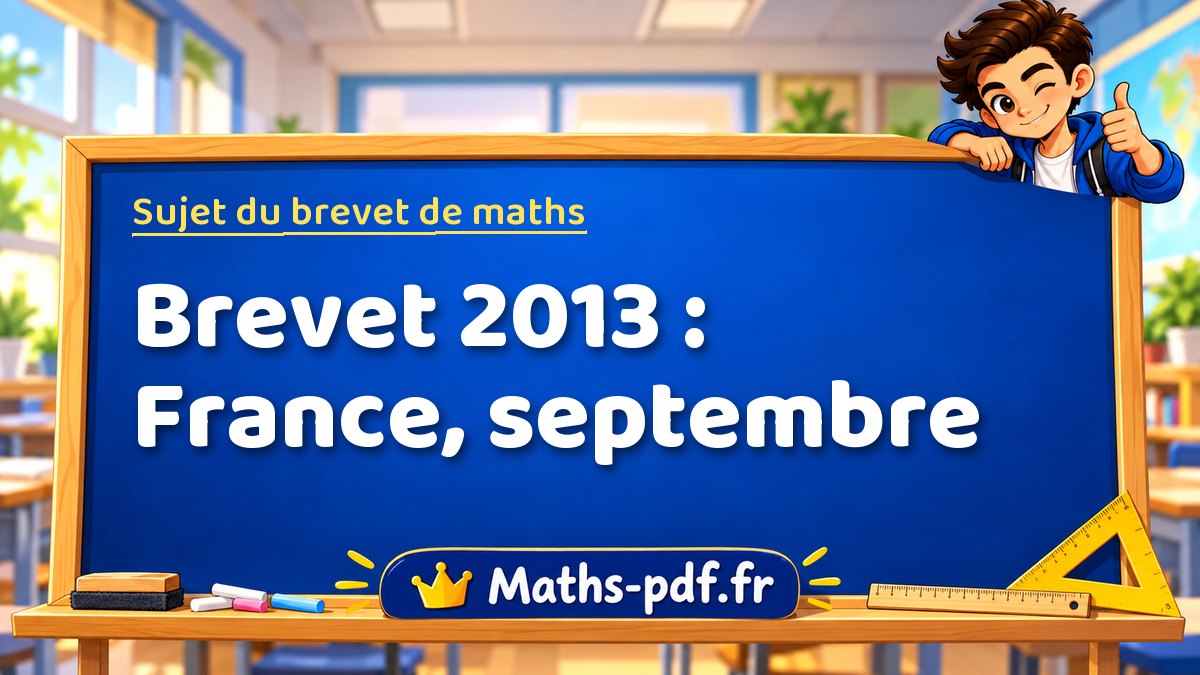 Sujet de maths – Brevet 2013 : France, septembre – Maths-pdf.fr