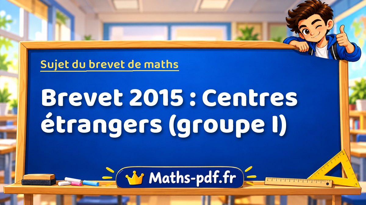 Sujet de maths – Brevet 2015 : Centres étrangers (groupe I) – Maths-pdf.fr