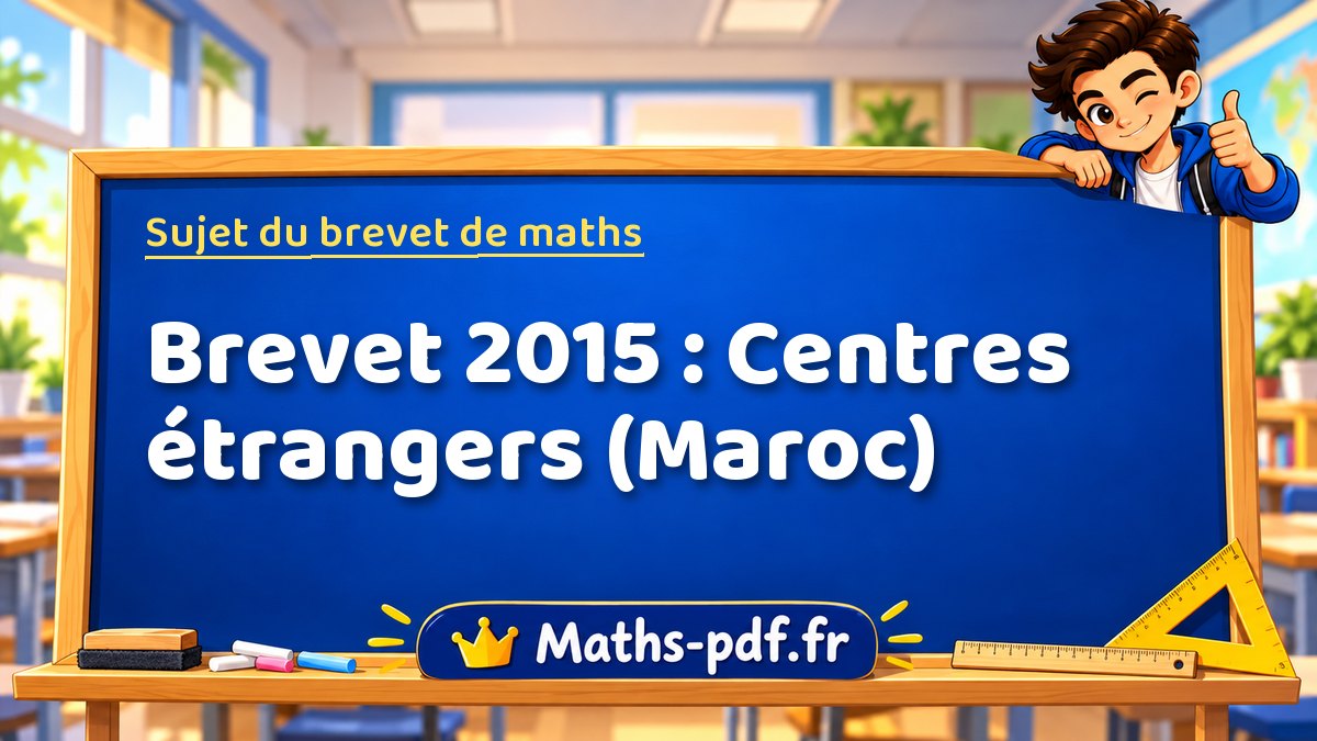 Sujet de maths – Brevet 2015 : Centres étrangers (Maroc) – Maths-pdf.fr