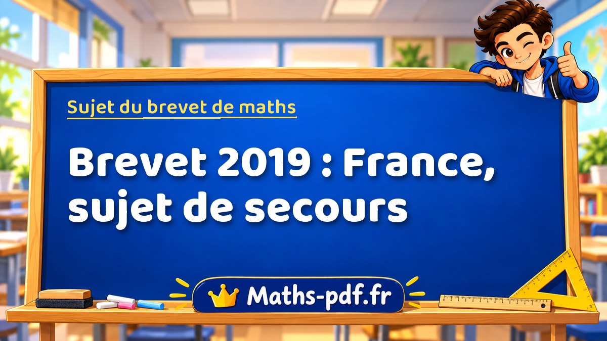 Sujet de maths – Brevet 2019 : France, sujet de secours – Maths-pdf.fr