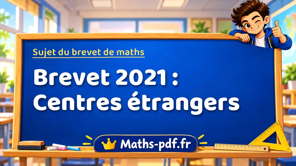 Sujet de maths – Brevet 2021 : Centres étrangers – Maths-pdf.fr