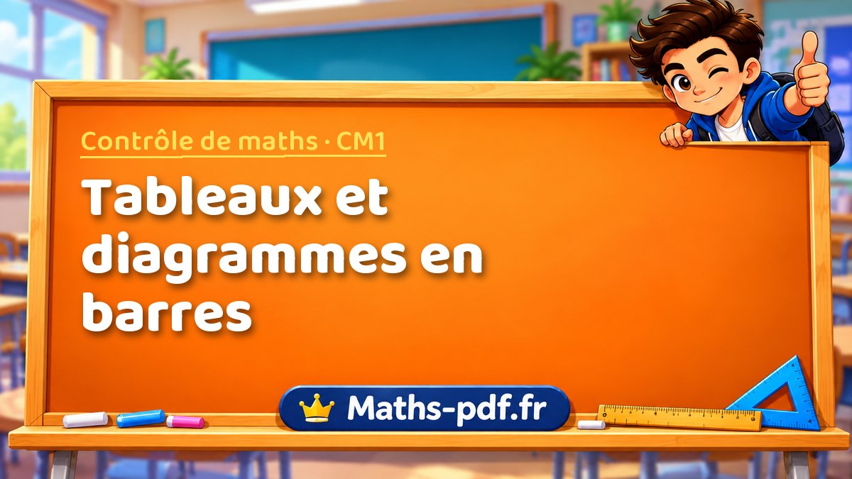 Tableaux et diagrammes en barres – Contrôle de maths niveau CM1 sur Maths-pdf.fr