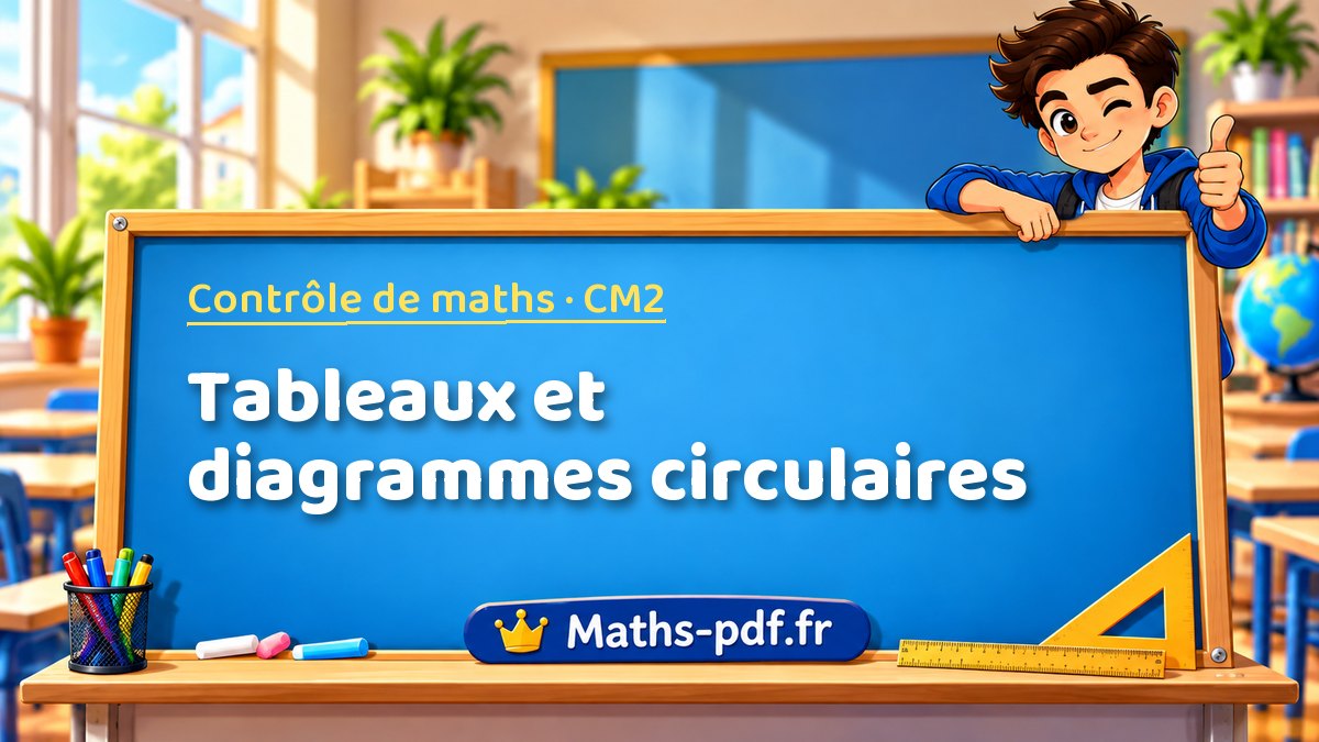 Tableaux et diagrammes circulaires – Contrôle de maths niveau CM2 sur Maths-pdf.fr