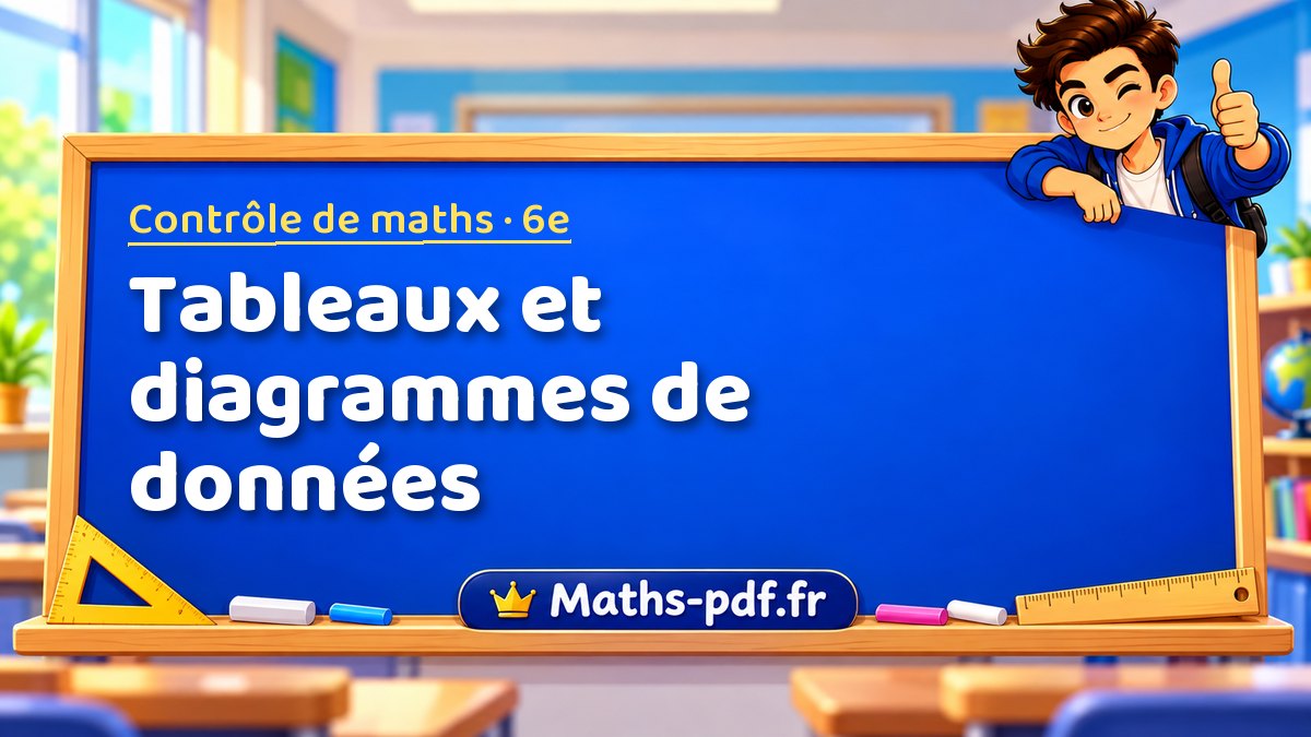 Tableaux et diagrammes de données – Contrôle de maths niveau 6e sur Maths-pdf.fr