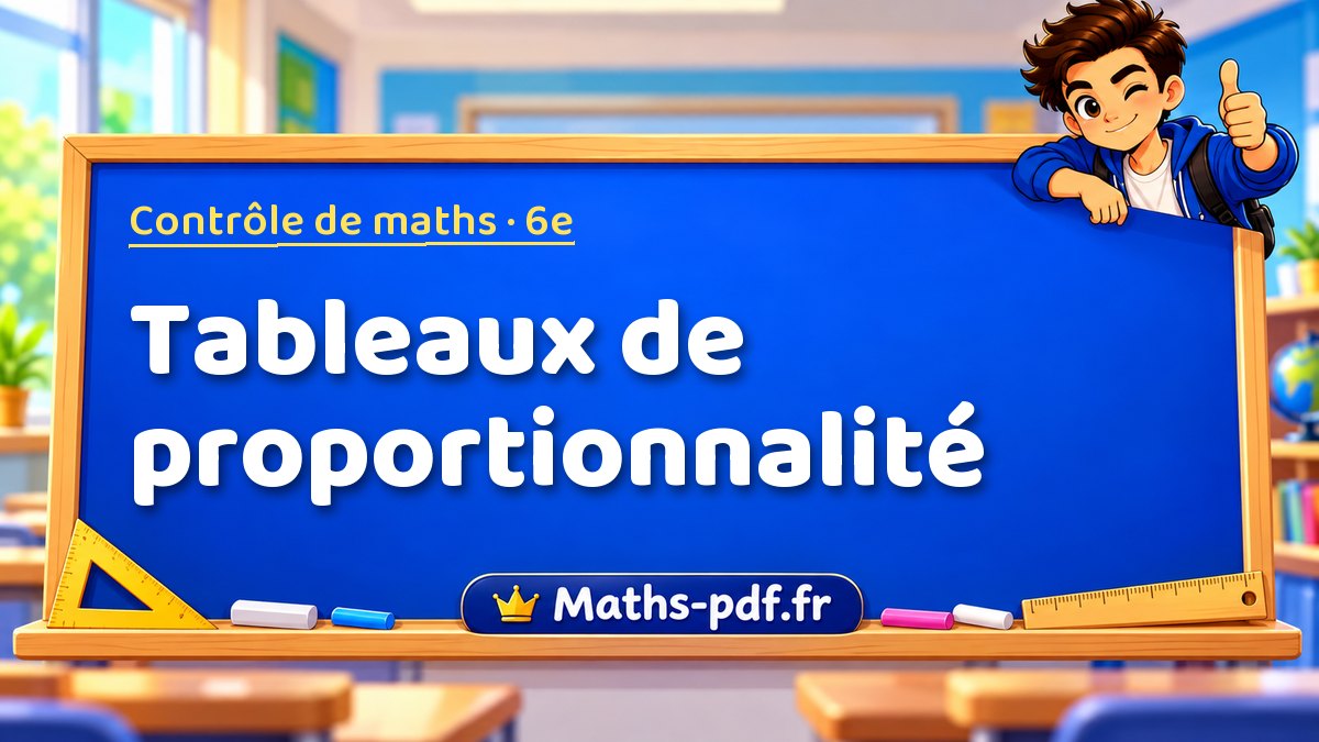 Tableaux de proportionnalité – Contrôle de maths niveau 6e sur Maths-pdf.fr