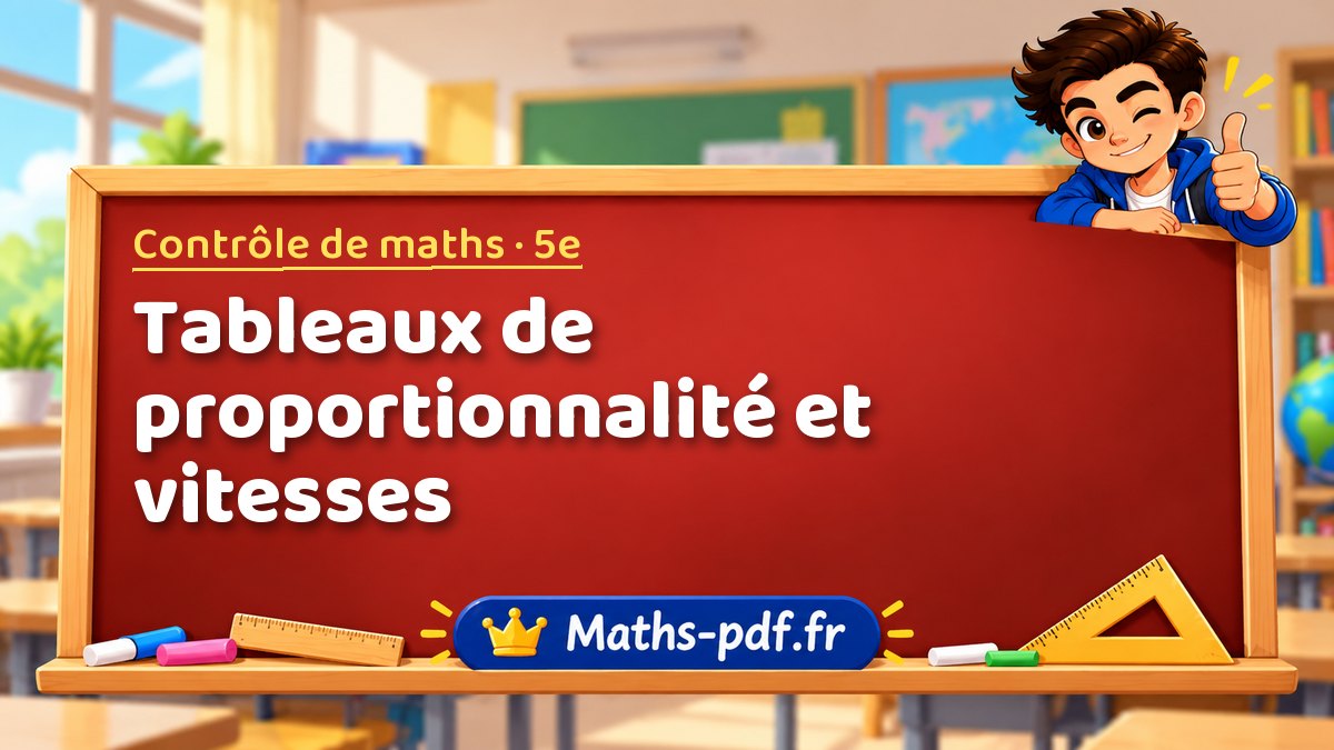 Tableaux de proportionnalité et vitesses – Contrôle de maths niveau 5e sur Maths-pdf.fr