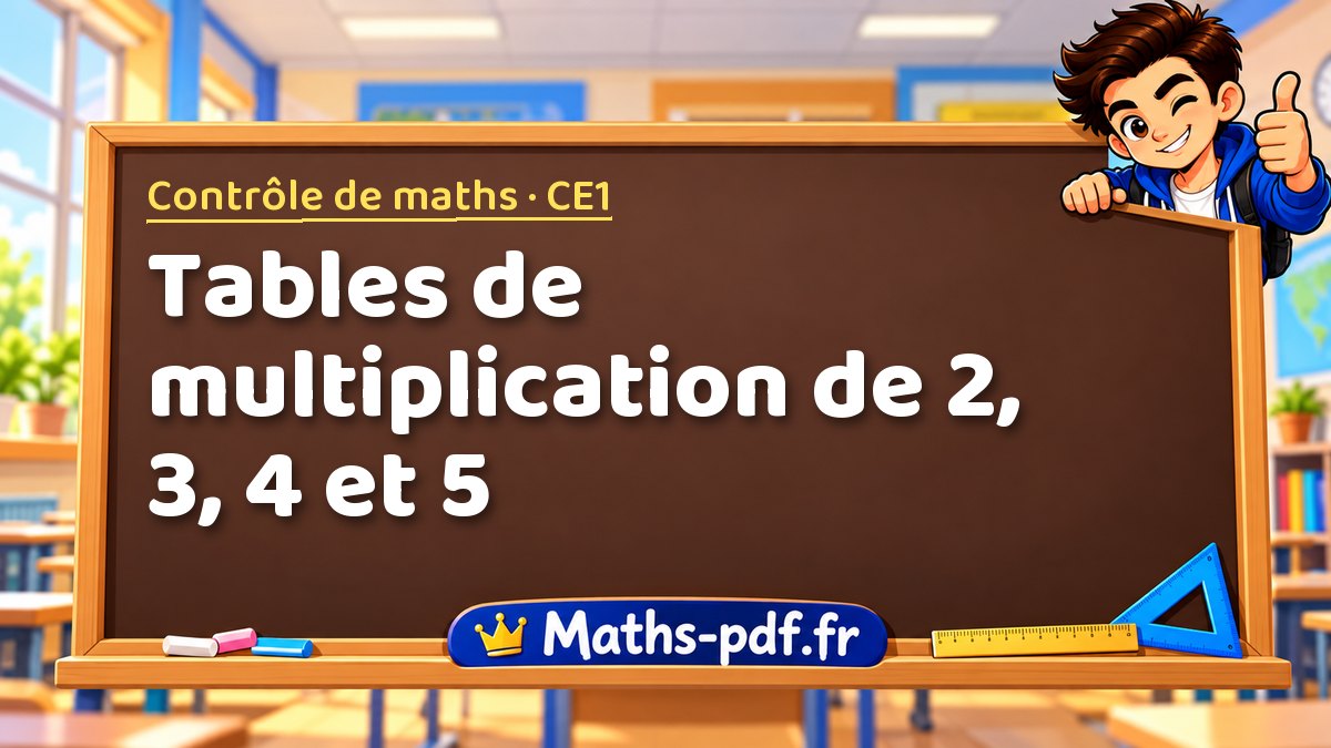 Tables de multiplication de 2, 3, 4 et 5 – Contrôle de maths niveau CE1 sur Maths-pdf.fr
