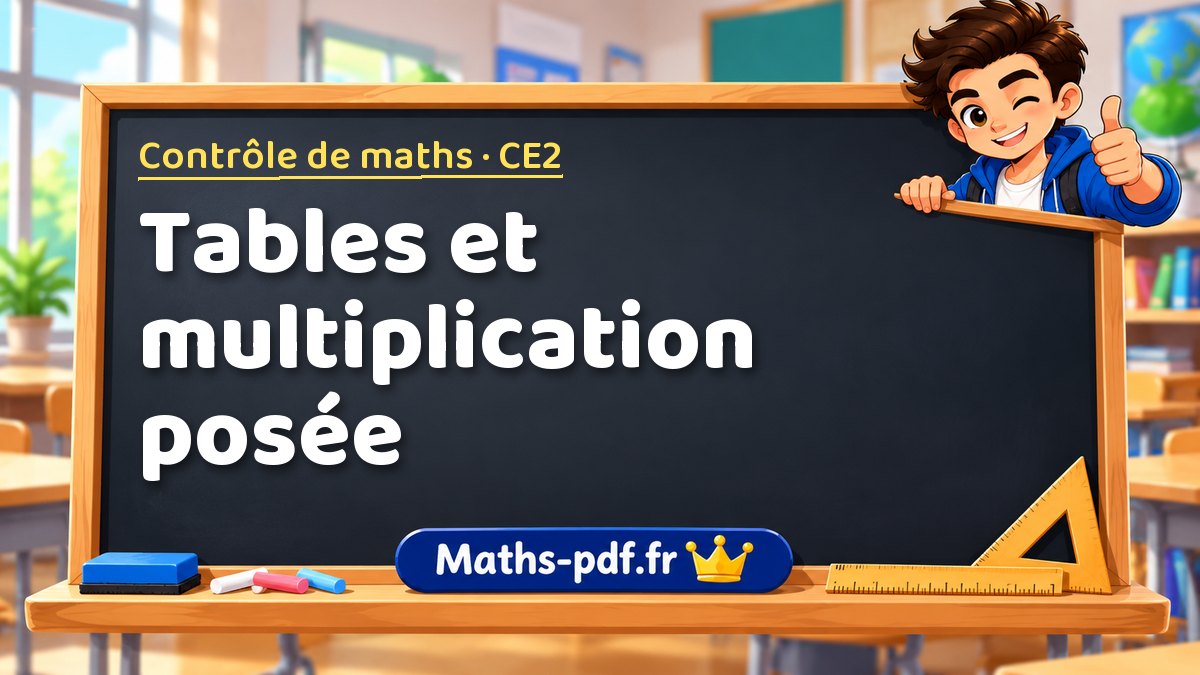 Tables et multiplication posée – Contrôle de maths niveau CE2 sur Maths-pdf.fr
