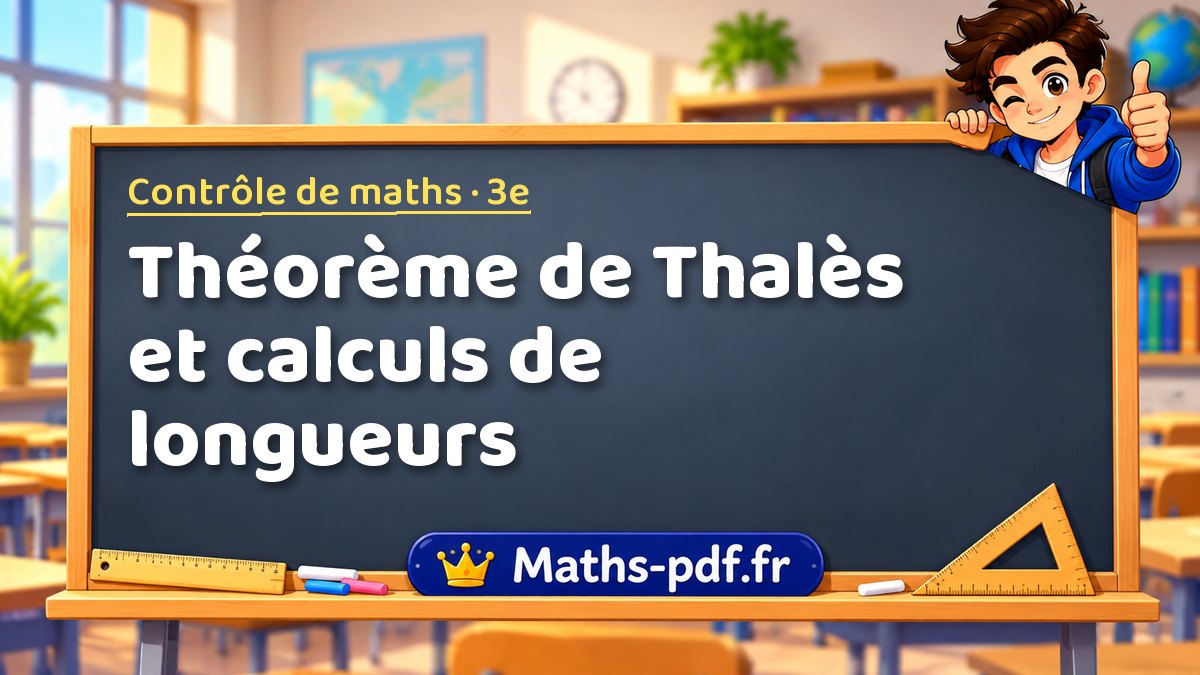 Théorème de Thalès et calculs de longueurs – Contrôle de maths niveau 3e sur Maths-pdf.fr