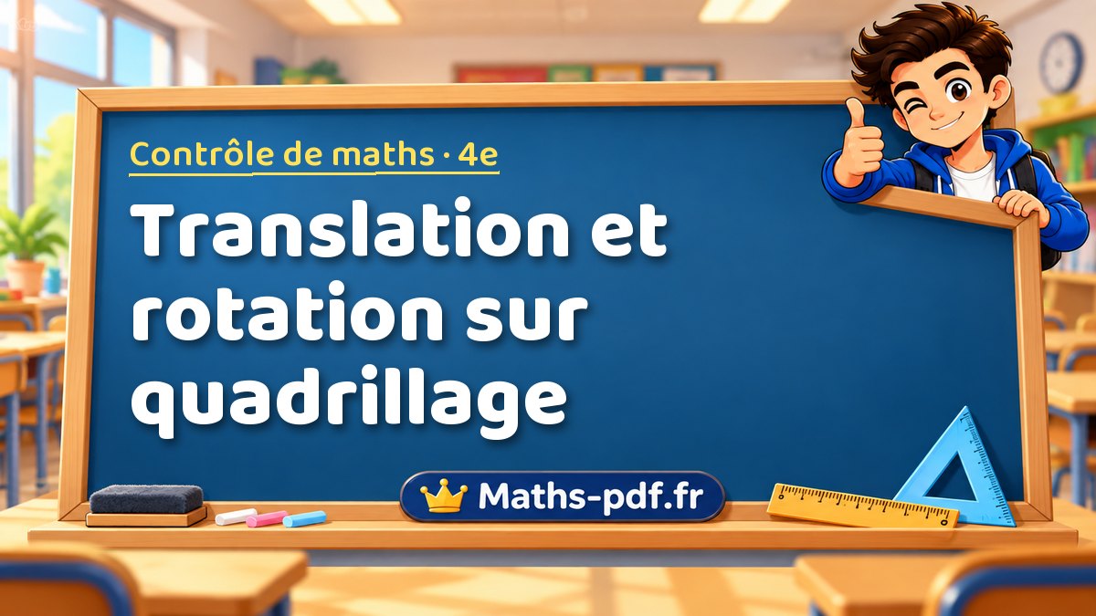 Translation et rotation sur quadrillage – Contrôle de maths niveau 4e sur Maths-pdf.fr